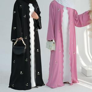 Jubah Muslim, Sulaman Bunga Bintang , Kardigan Renda Elegan, Jubah Mewah Clothing , Eksklusif untuk Pakaian Muslimah Bergaya Wanita , LR881