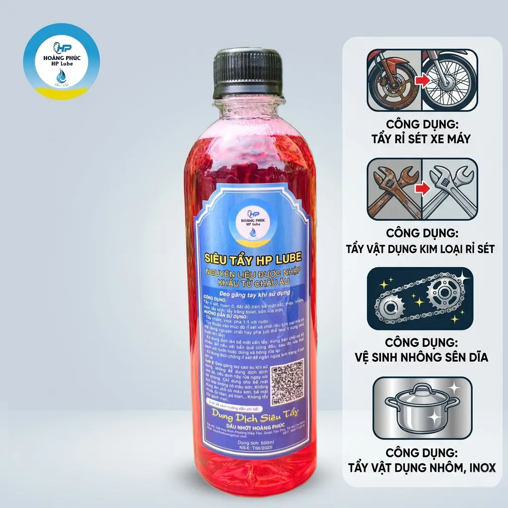 Tẩy Rỉ Sét, Rửa Xe Không Chạm HP Lube Siêu Tẩy 500ml Tẩy Rửa Lốc Máy, Vệ Sinh Nhông Sên Dĩa