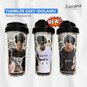 Tumbler Black New Design GSKY Botol Minum Gambar Bonus Photocard GSKY, GWSM, Y2K