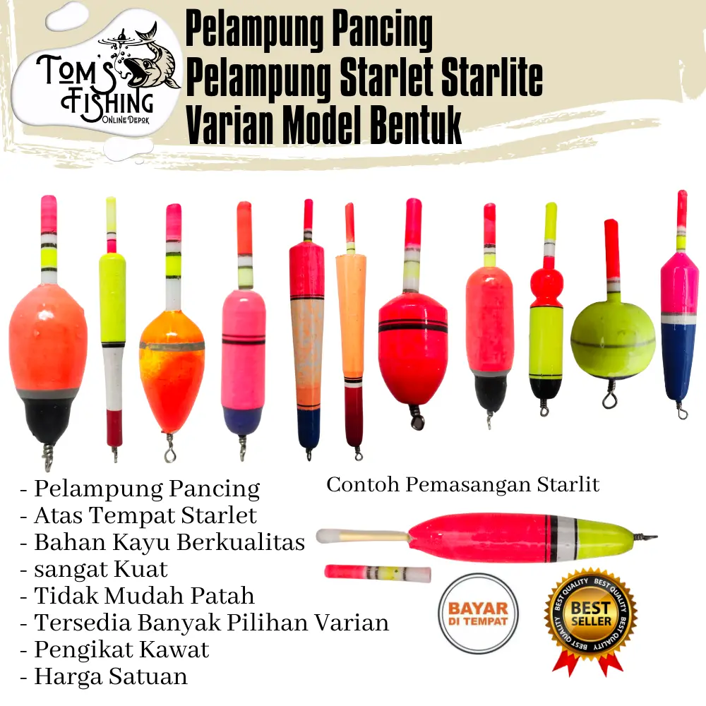 Pelampung Pumbul Pancing Starlite Kayu Pendek / Panjang Varian Model Bentuk Murah - Toms Fishing