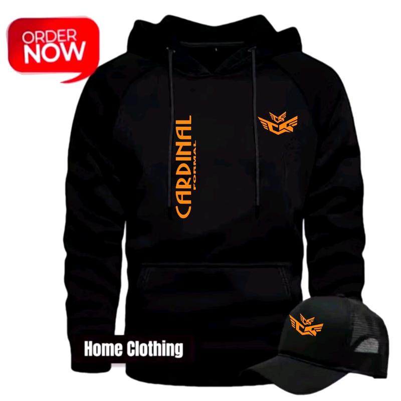 BONUS TOPI Terbaru !  Jaket Hoodie  Pria Wanita Terbaru - Hoodie Distro Pria Free Topi    Terbaru Print Oren 100% Cotton Fleece ( Bahan Tebal ) - Premium Quality Casual Lembut Nyaman 0