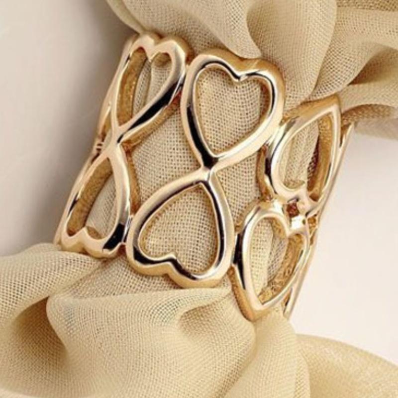 Product Introduction of 1 piece of fashionable heart-shaped circular headscarf, silk scarf buckle, clothing accessory, multifunctional alloy buckle ring 1