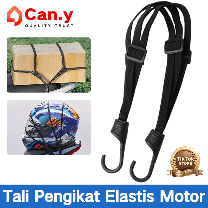 Tali untuk ikat helm barang di motor 2 hook Strap Tali bagasi motor new model / jaring helm jaring bagasi / pukat bagasi