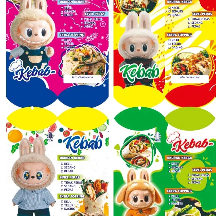50 LEMBAR KERTAS KEMASAN KEBAB 24X9 LABUBU TERBARU QUALITY 5