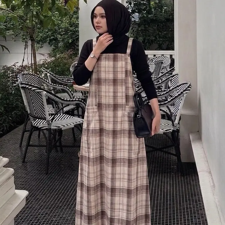 ARUMY Overal Flanel Viral-Baju Kodok Flanel Wanita-Dress Flanel Wanita Kekinian BYRumy.Daily