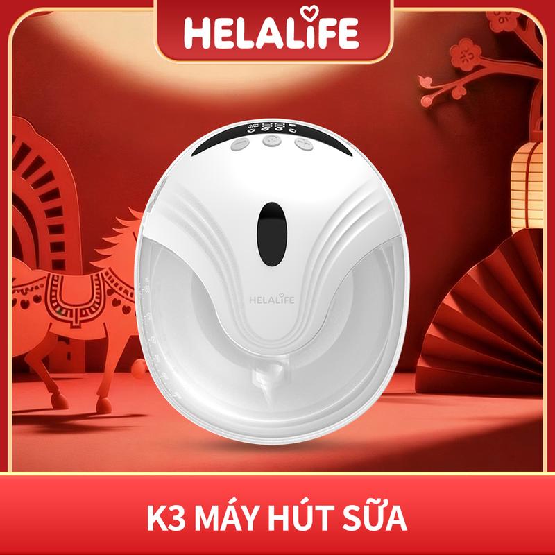   TẶNG KÈM BỘ FLANGE ĐẦY ĐỦ + NẮP CHỐNG BỤI  Máy Hút Sữa Đeo Được HELALIFE K3 Dung Tích Lớn - Bình Chứa 210ml Khổng Lồ 4 Chế Độ 12 Cấp Độ Hút Sữa Hiệu Quả & Không Đau Vận Hành Siêu Yên Tĩnh Không Cần Dùng Tay Không Chứa BPA Bảo Hành 1 Năm 