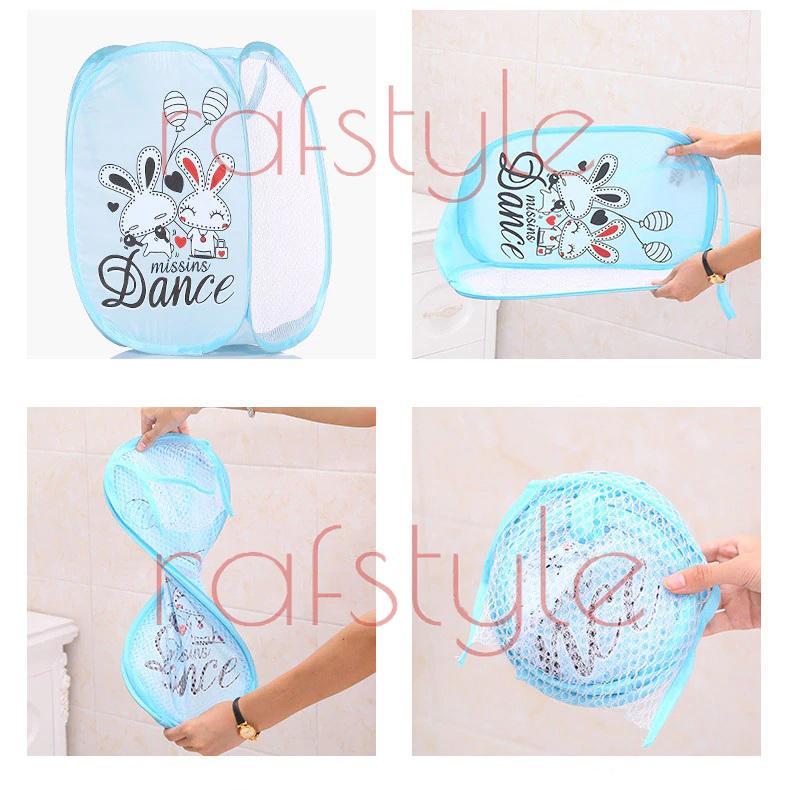 BINTANGLIMA Keranjang Baju Kotor Lipat Motif atau Laundry Basket SerbaGuna Impor 4