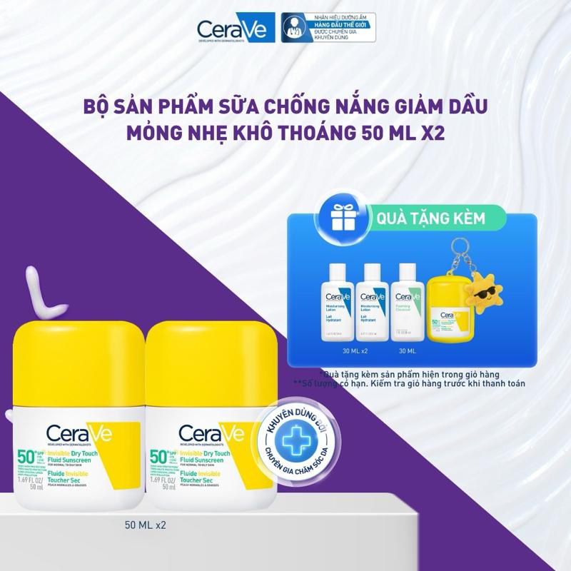 [MỚI] [FlashSale] Bộ sữa chống nắng giảm dầu mỏng nhẹ khô thoáng 50mlx2