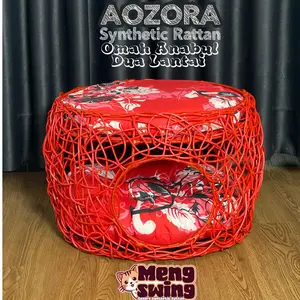 Rumah Tidur Kucing 2 Lantai Rotan Sintetis Premium Kandang Kucing Lucu