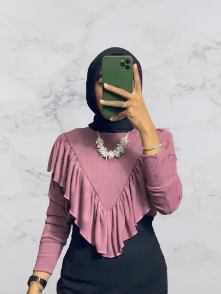 Blouse Rample Wanita Terbaru / Kaos Rib Rumbai Wanita Polos Baju Fit Katun Lembut Atasan Muslim Putih Mewah Nyaman Panjang Basic 8