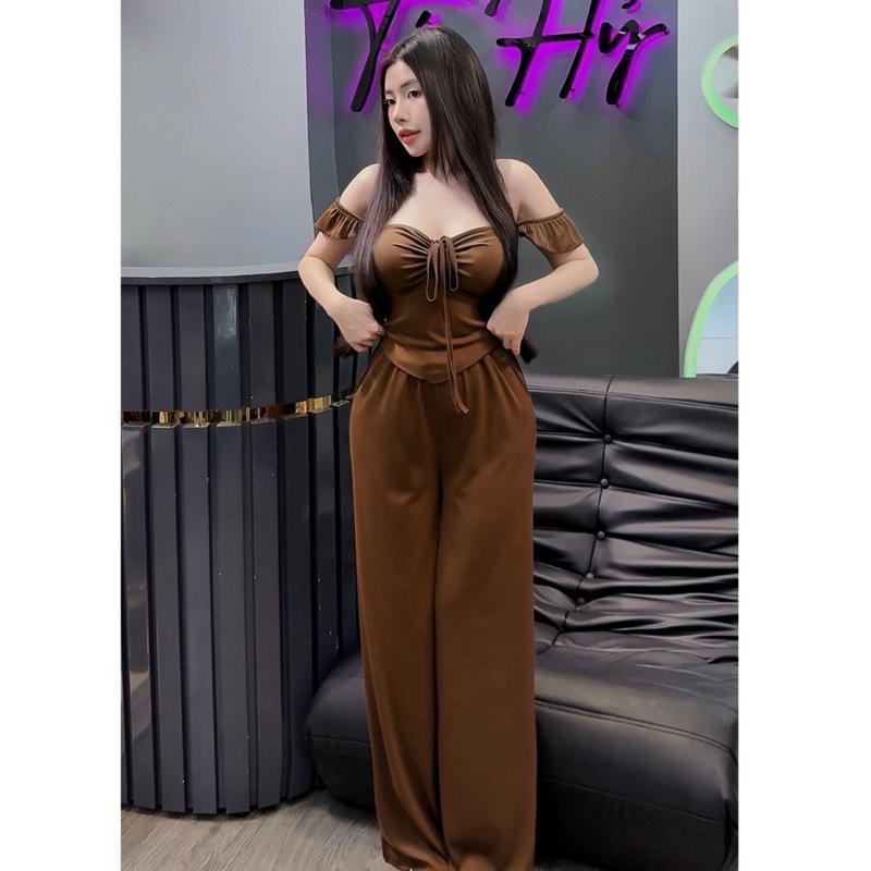  G58 SET ÁO DÂY RÚT HAI DÂY CÁNH TIÊN  QUẦN SUÔNG DÀI   có lót mút   