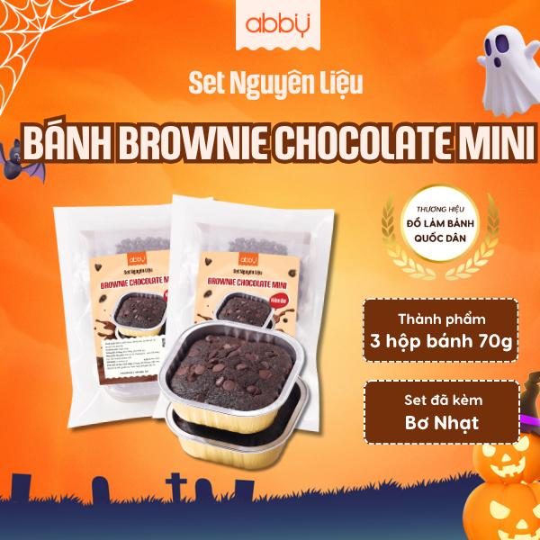 [ABBY] [TẶNG BƠ] Set nguyên liệu làm bánh Brownie Chocolate Mini - Thành phẩm 210g - Socola đậm vị, dễ làm tại nhà