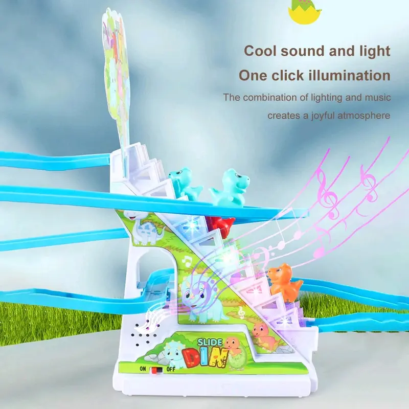 (bonus batrai) Mainan Anak Seluncur Tangga Bebek Musikal Lampu Toys Set Hadiah Cowok Cewek Koleksi Hello Kitty Cars Lorries & Trains Belajar 4