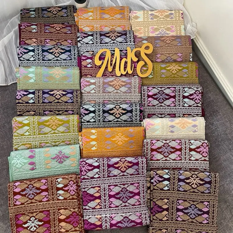 MdS Kamen Kamben Lembaran Songket Bordir Premium Motif Kotak Klasik 4
