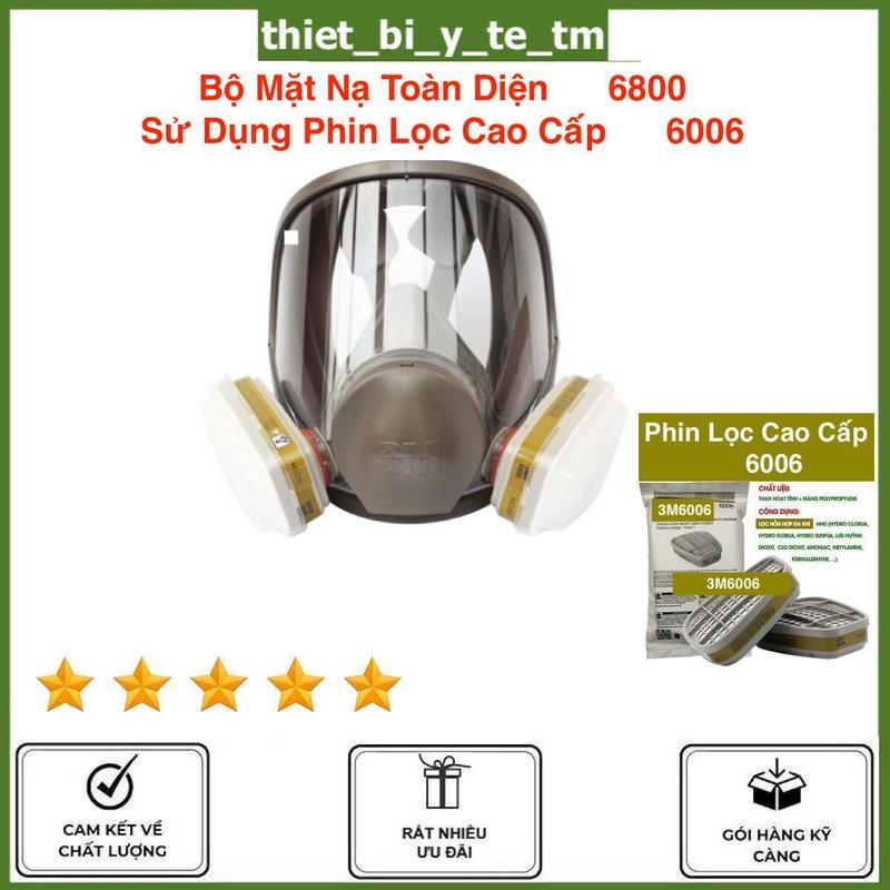 Bộ mặt nạ bảo hộ 6800 Sử Dụng Phin Lọc 6006CN mặt nạ Full Face toàn diện cao cấp dùng lọc hơi phun thuốc trừ sâu, phun sơn PU, ngăn bụi mịn, bụi gỗ, bụi bột bả thạch cao, ngăn mùi hôi và các loại bụi khác