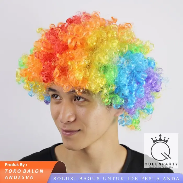 Wig kribo / Rambut Palsu Kribo Allsize / Wig Badut / wig costplay / Rambut Badud / Rambut Kribo Palsu wig 3