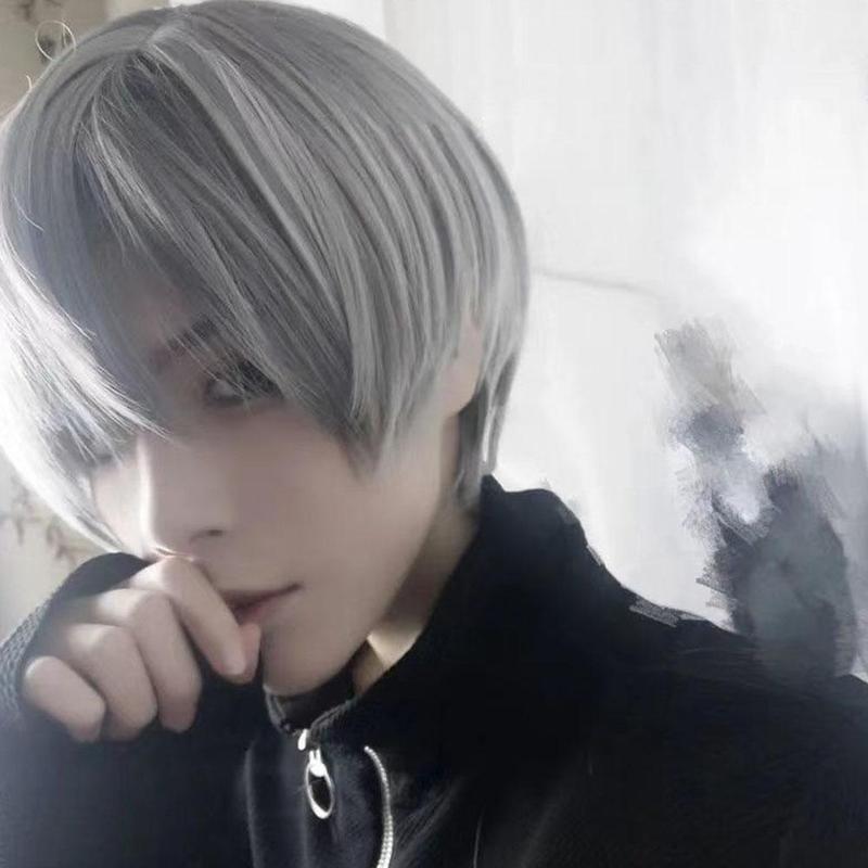Product Introduction of Man's Wig Short Straight Black Synthetic Wigs With Bangs For Men Women Boy Fake Hair H4Z9 47
