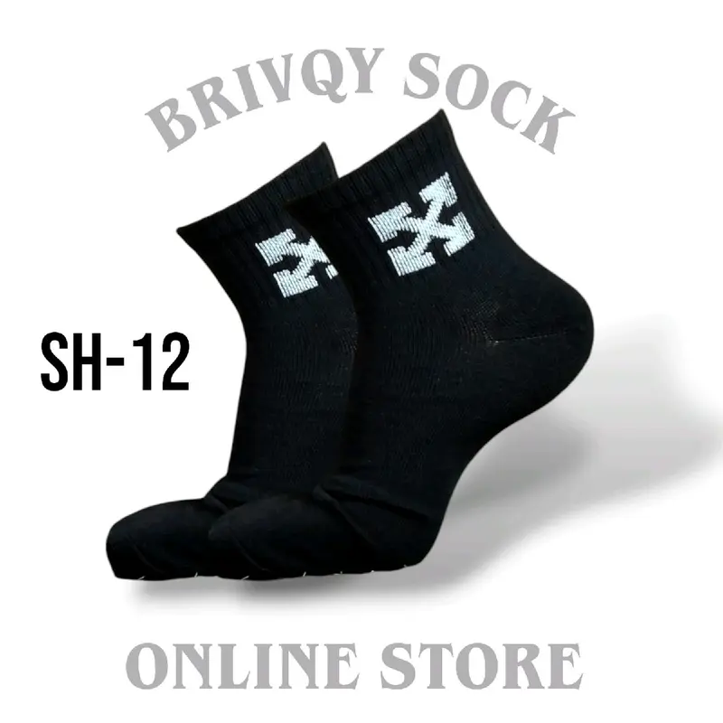 BRIVQY - Kaos Kaki Pendek 3/4 Untuk Pria dan Wanita Motif dan Stripe Casual Skate 1