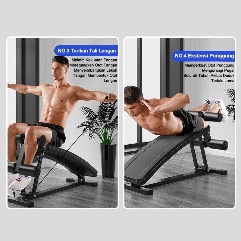 Bangku Sit Up Folding Multifungsi – Alat Fitness Perut, Bisa buat Sit Up, Back Up & Latihan Perut Lainnya, Cocok buat Gym Rumah
