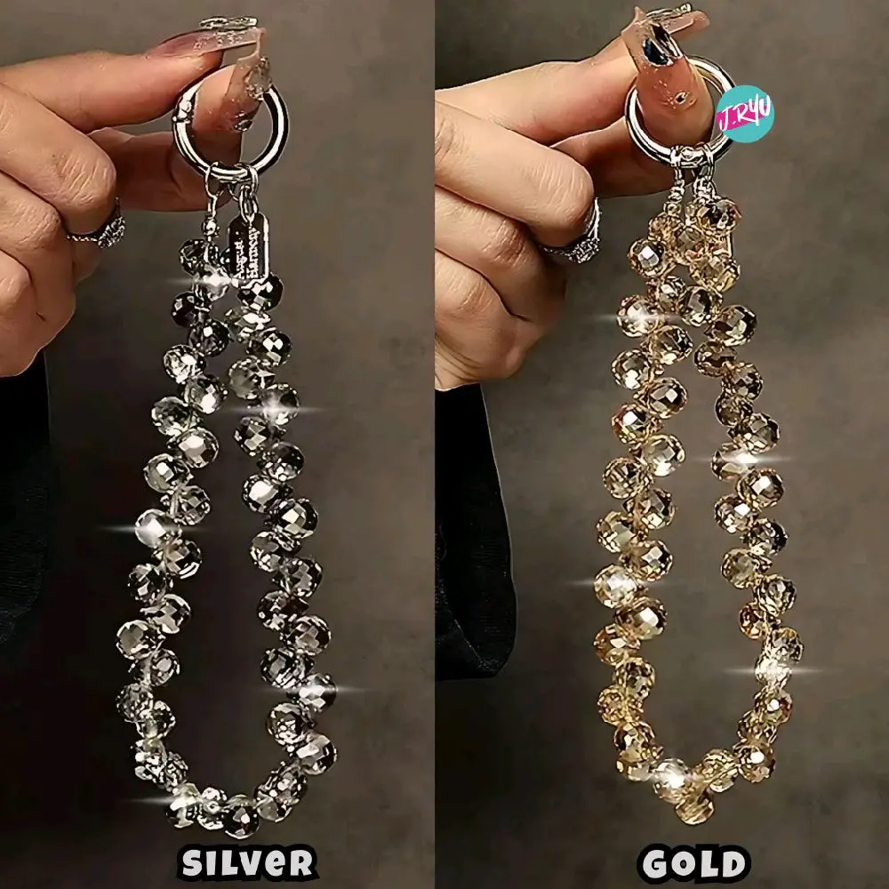 JRYU Gantungan HP Korea Motif CLEAR CRYSTAL / gantungan gelang kristal / gantungan tas