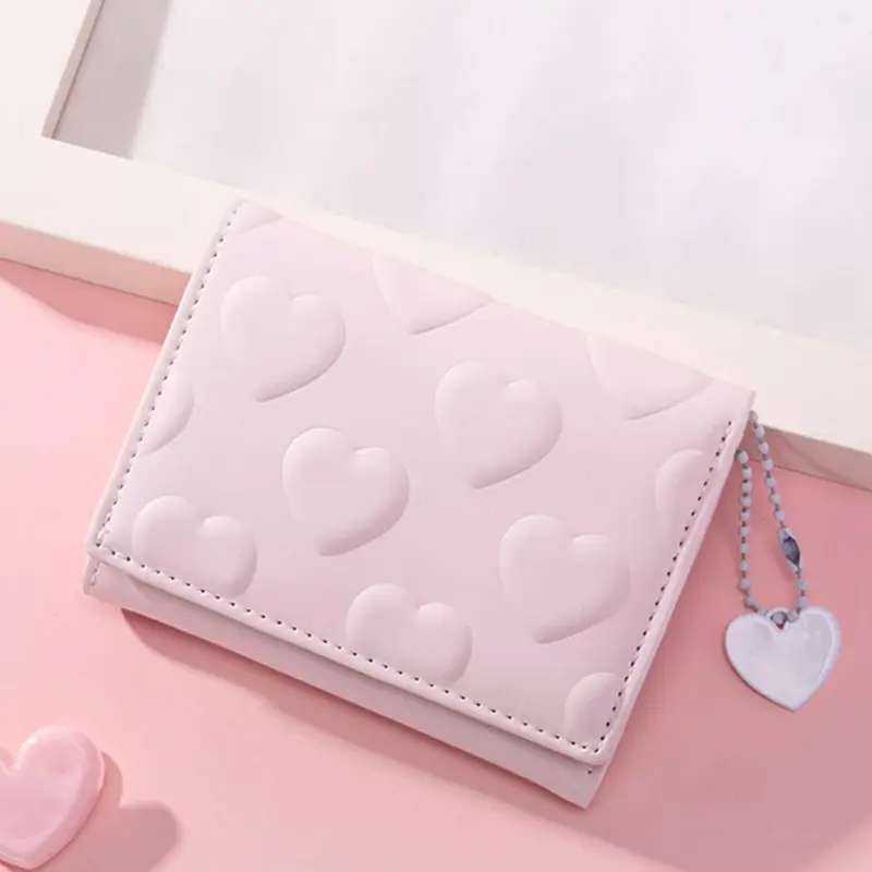 Dompet Lipat Wanita Motif Love Timbul Dompet Mini Wanita  Lucu New Collection BY009 Kartu Kulit 2