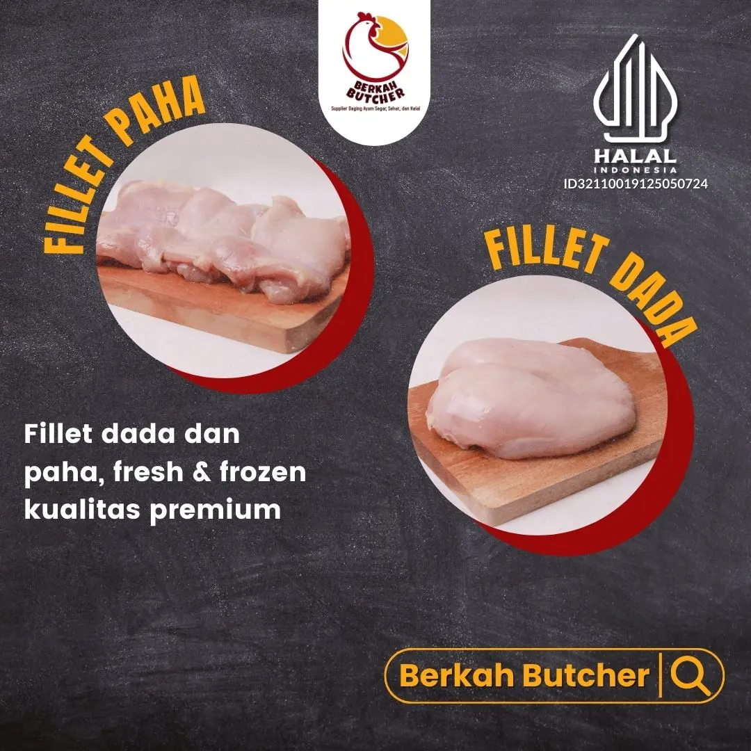 Berkah Butcher Daging Ayam Fillet Fresh Frozen Kemasan 500 gram