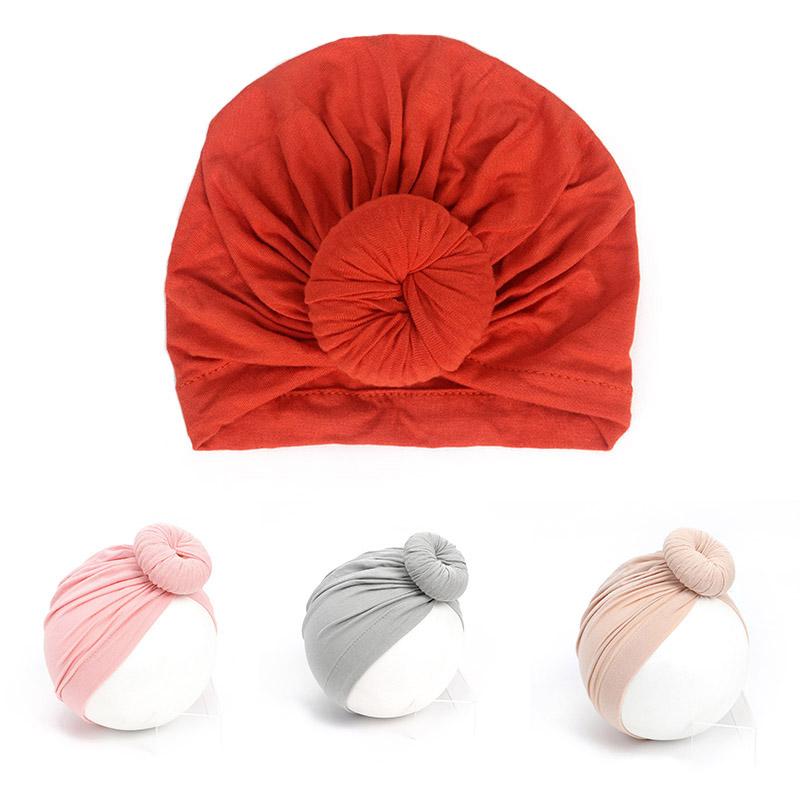 Mũ Turban Thắt Nút Dễ Thương Cho Bé, Mũ Cotton Co Giãn Mềm Mại Màu Trơn Cho Trẻ Sơ Sinh, Bé Trai Và Bé Gái, Mũ Ấn Độ