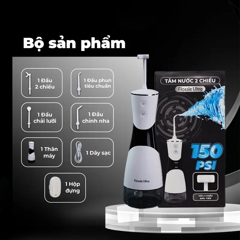 [ĐỘC QUYỀN HUỲNH TOÀN] Flossie Ultra - Máy tăm nước 2 chiều phiên bản mới - 6 Cải tiến vượt trội - Tối đa hoá trải nghiệm làm sạch răng miệng #TNFUL 6