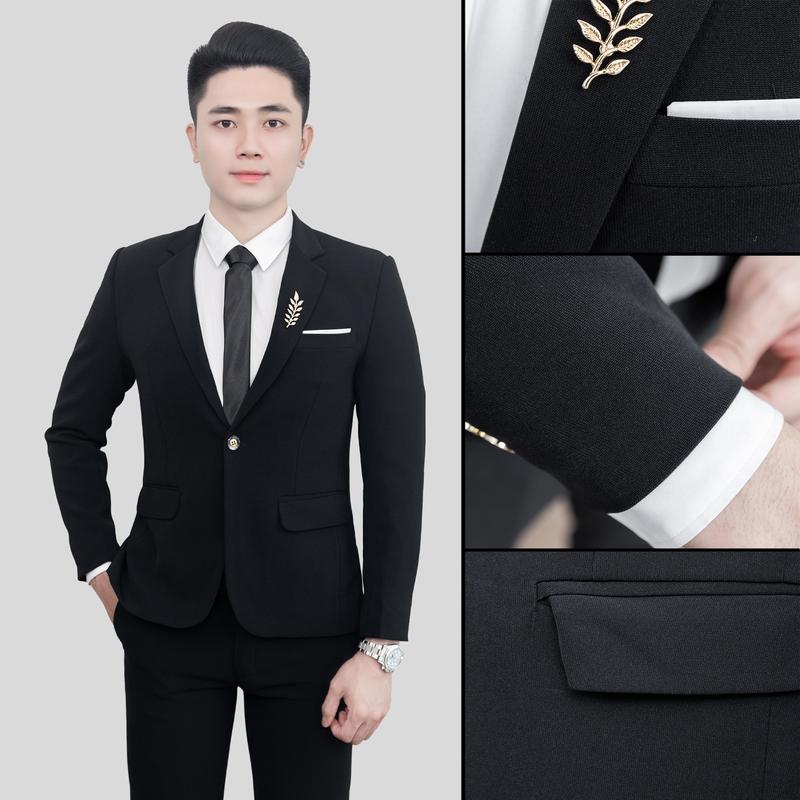 Combo 5 Món Bộ vest nam form trẻ trung ,lịch lãm chất tuyết Hàn 3 lớp Không Xù ,tôn dáng gồm 1 áo vest và 1 quần âu TẶNG KÈM 3 phụ kiện 2 ghim cài vest bông lúa + cavat ngẫu nhiên menswear