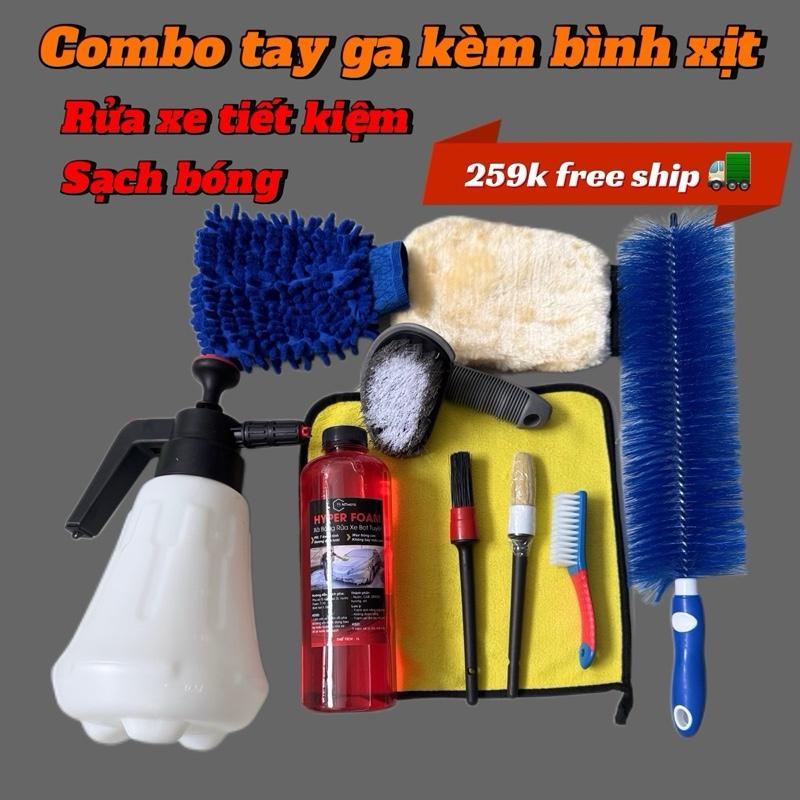 Combo TAY GA+BÌNH XỊT TẠO BỊT V2 kèm dụng cụ rửa xe chuyên nghiệp (xà bong 1 lít) Phụ Kiện Lau Xe binh  xit bottuyet