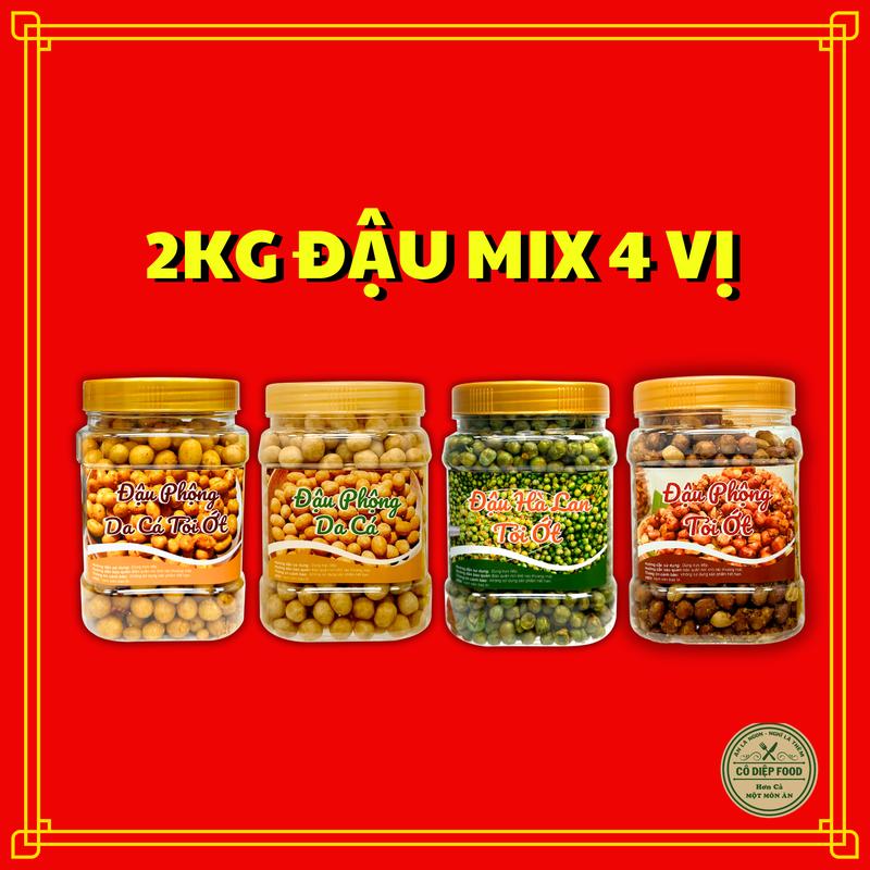 Combo 2KG Đậu Mix 4 Vị [500Gr Đậu Phộng Tỏi Ớt + 500Gr Đậu Phộng Cốt Dừa + 500Gr Đậu Hà Lan Tỏi + 500Gr Đậu Phộng Da Cá Tỏi Ớt] Thơm Ngon [ CÔ DIỆP FOOD] Snack Ăn Vặt