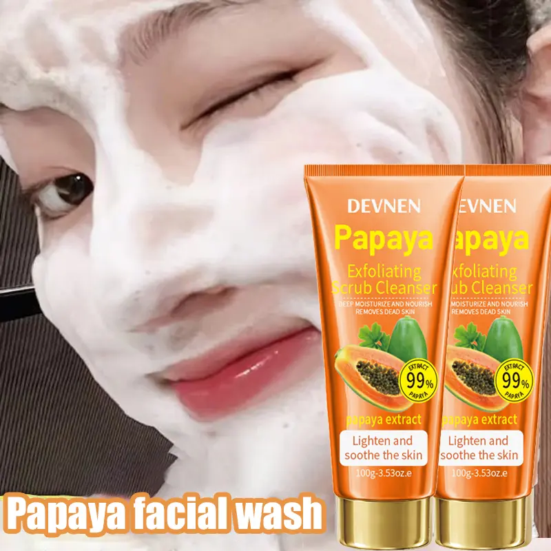 Papaya facial wash Pemutih Penghilang Flek Hitam Pembersih Wajah Pemutih Wajah Jerawat Tungau Pembersih Dan Komedo Mencerahkan warna kulit Kontrol Minyak Melembabkan Ringan Dan Tidak Mengiritasi Pori-pori Bersih Dalam Sabun Cuci Muka Glowing 100g