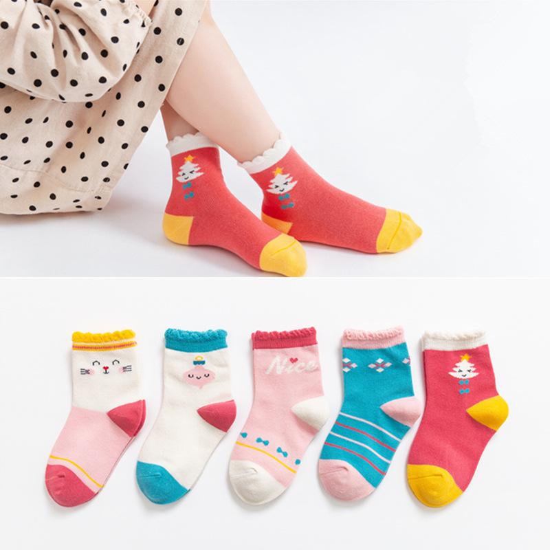 Kaos Kaki Anak Motif Lucu Basic UMUR 0-12 Tahun Kids Short Socks - 5 Pasang - Fashion 4