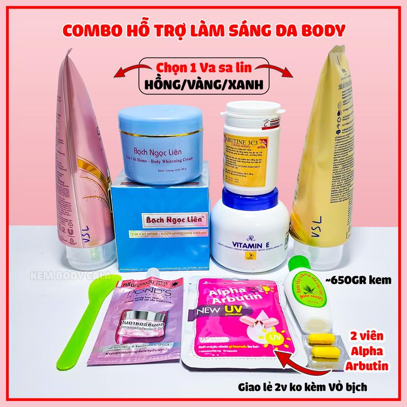7 món Combo kem Bạch Ngọc Liên hỗ trợ làm đẹp da body bộ 700gr kem Dưỡng Da Body Nữ