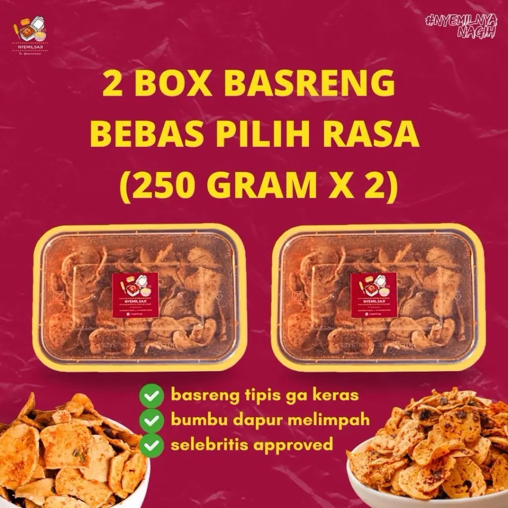 BUNDLING 2 BOX BASRENG 250 GRAM BEBAS PILIH RASA NYEMIL SAJI
