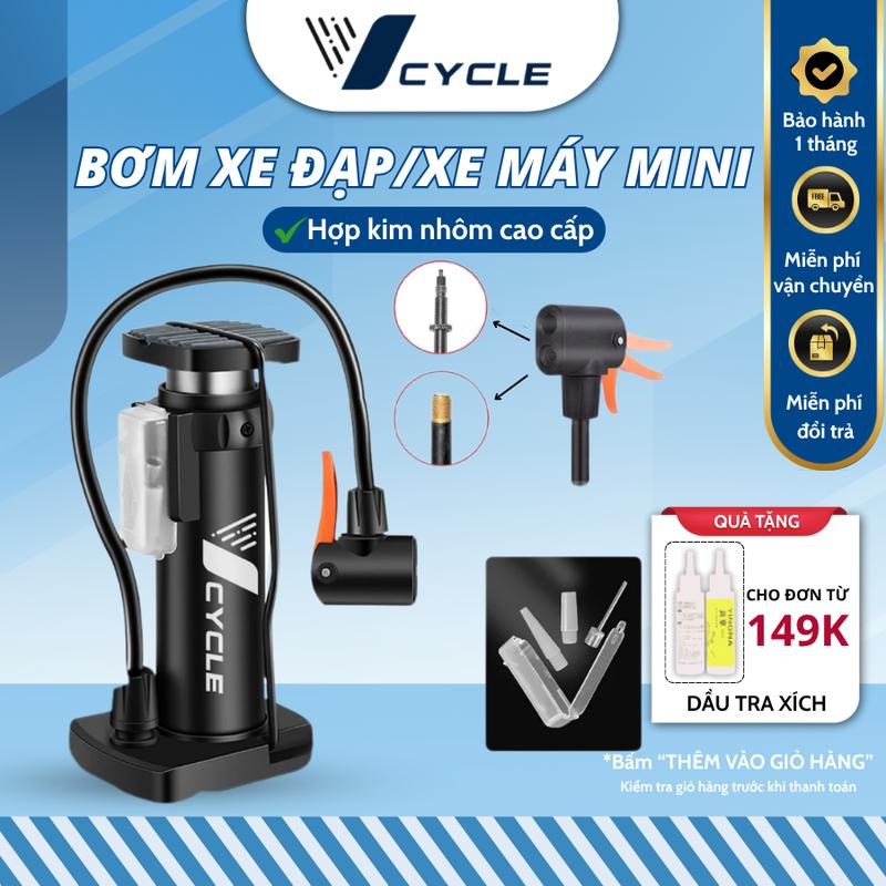  Bơm xe đạp xe máy đạp chân | Bơm xe đạp xe máy mini gấp gọn hợp kim nhôm cao cấp áp suất 110psi 