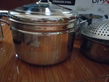 Product Review of 1 Pcs Panci Susu Stainless Steel Milk Pot Panci Sup Soup Pot Milk Pot Gagang Multifungsi Uk 20 cm from K**🌷 2