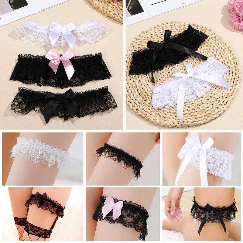 TRALORR 1pcs Cosplay Vành đai Bowknot Ren Sexy Thời Trang Vòng chân Đùi Vòng…