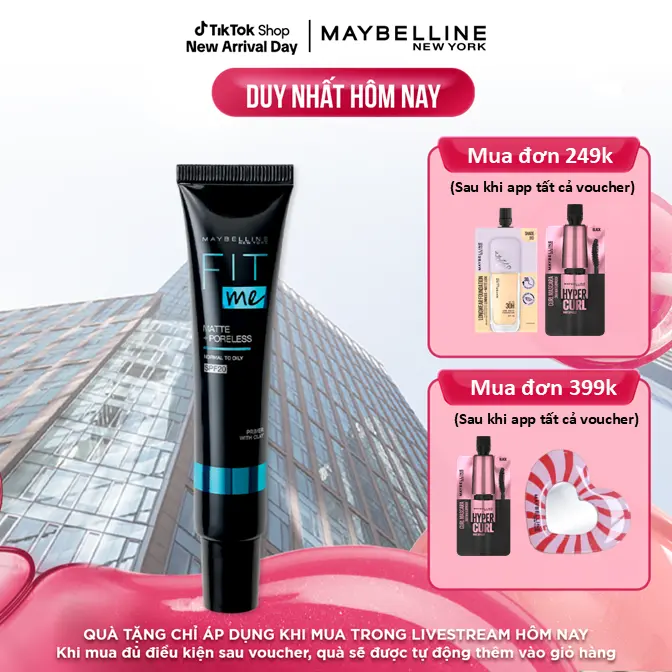 Kem lót kiềm dầu ngăn xuống tông SPF 20 Fit Me Primer Matte+ Poreless Maybelline New York 30ml