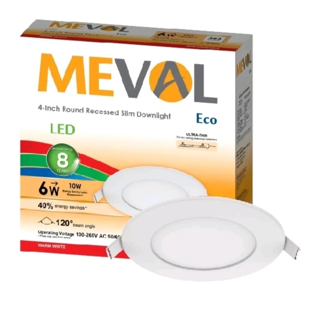 Lampu Downlight LED Panel Bulat Inbow 6w 4" Putih ER1-06A Kuning ER1-06B Meval Eco
