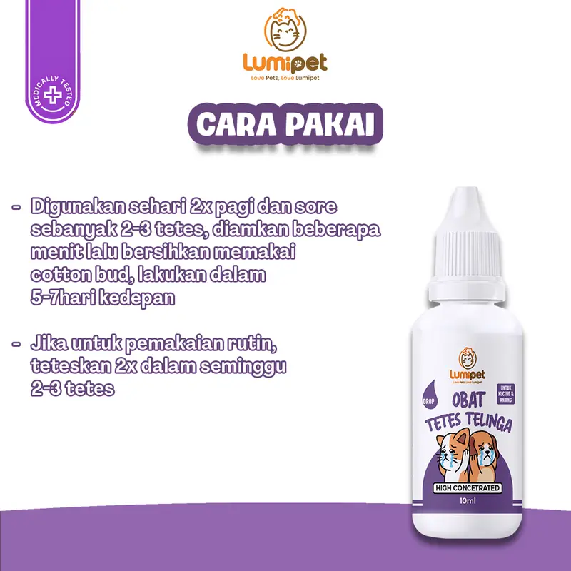 LUMIPET Tetes Telinga Pembersih & Penghilang Infeksi Radang Gatal dan Bau Tidak Sedap Kuping Kucing dan Anjing 5