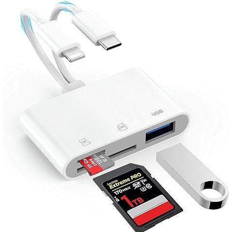Đầu đọc thẻ nhớ 3 trong 1, Bộ chuyển đổi USB OTG & Đầu đọc thẻ SD cho iPhone,…