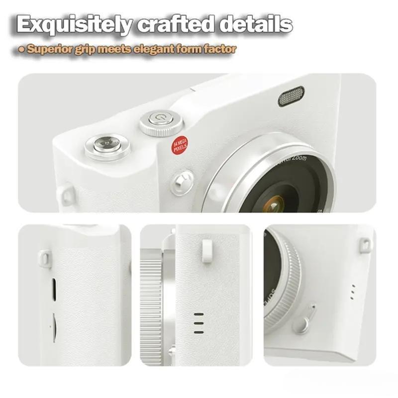 【Kado Hari Raya Kekinian】4K Digital Kamera Gaya Retro 68MP Portable CCD Retro Kamera Digital Vintage 2.4 inch 8X Zoom Compact Small Camera 180 Flip Screen Video Camcorder for Teens Adult Beginner【Gift stickers】Hadiah Lebaran Layar Foto V380 Smart