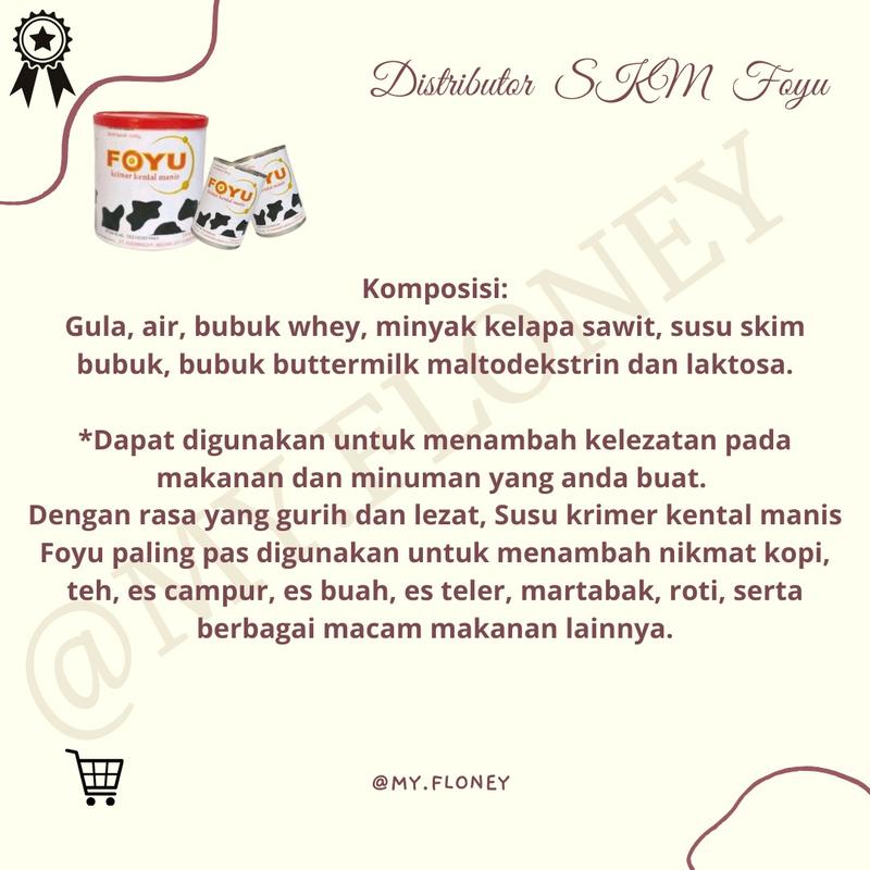 Foyu 1 Kg / 1000Gram || (1 Karton/1dus) isi 24 Kaleng || Krimer Kental Manis Susu Creamer || SKM FOYU 3