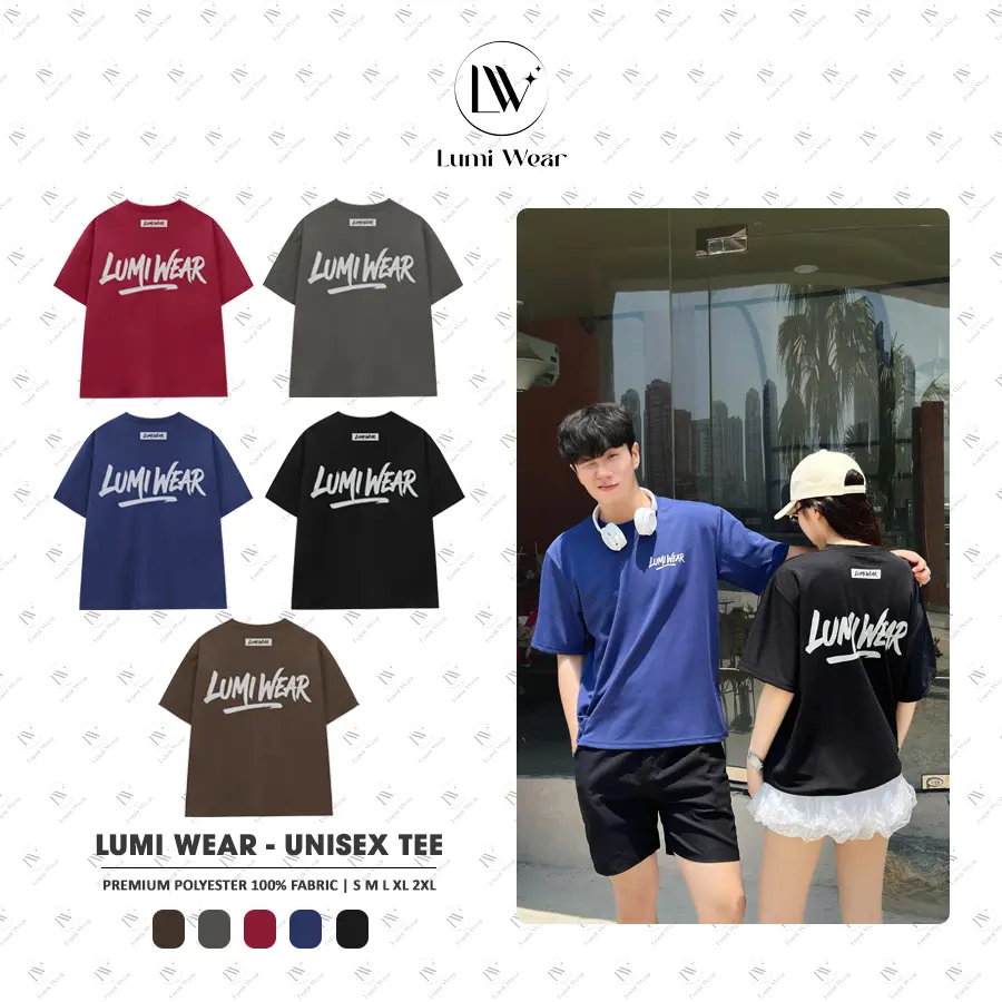[ DEAL KÈM QUÀ ] Lumi Wear Áo Thun Form Boxy Nam Nữ Unisex In 2 Mặt Chất Polyester Cổ Tròn TS Basic Ao Thoải Mái Cho Nam Và Nữ kiểu aotaylo