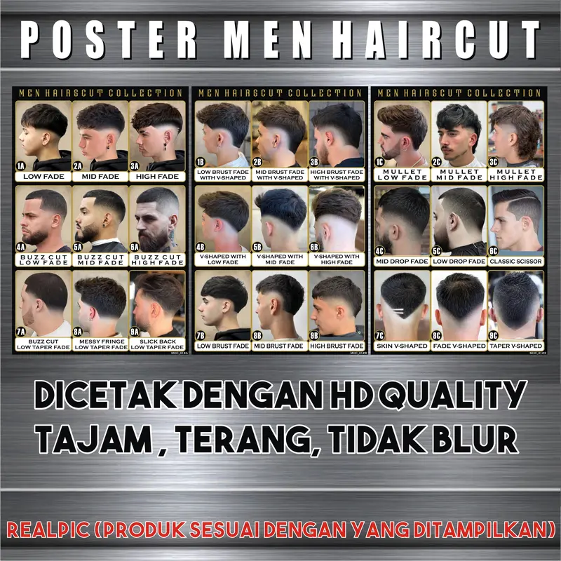 Poster Model Rambut Pria Terbaru Pangkas Rambut, Barber Shop, Salon 1