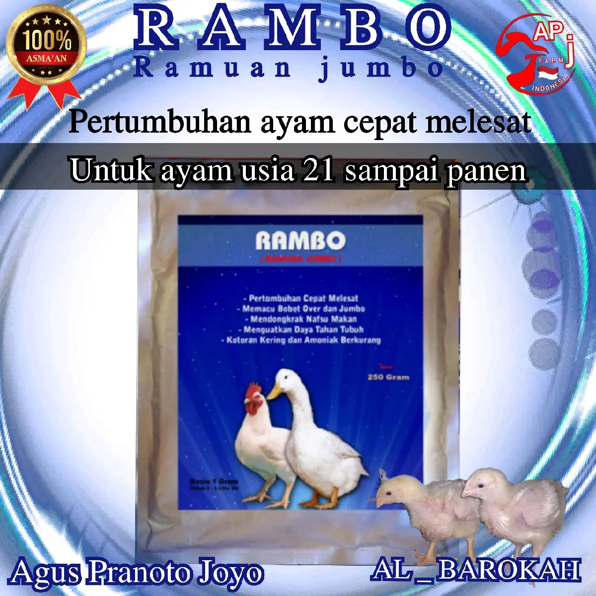 Suplemen Kesehatan Rambo (Ramuan Jumbo) untuk Unggas - 200