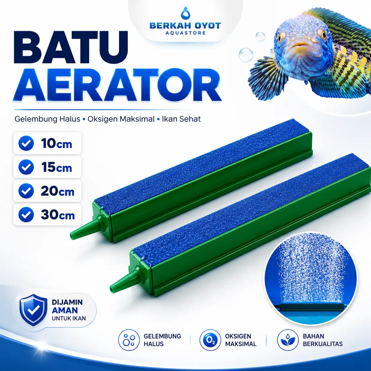 Aerator Batu / Airasi Panjang dengan Ukuran 10-50 CM