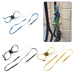 Adjustable Leash Harnesses Soft Leather Leash for Bearded Dragon Amphibian Iguanas Small Pet Animal - yellow