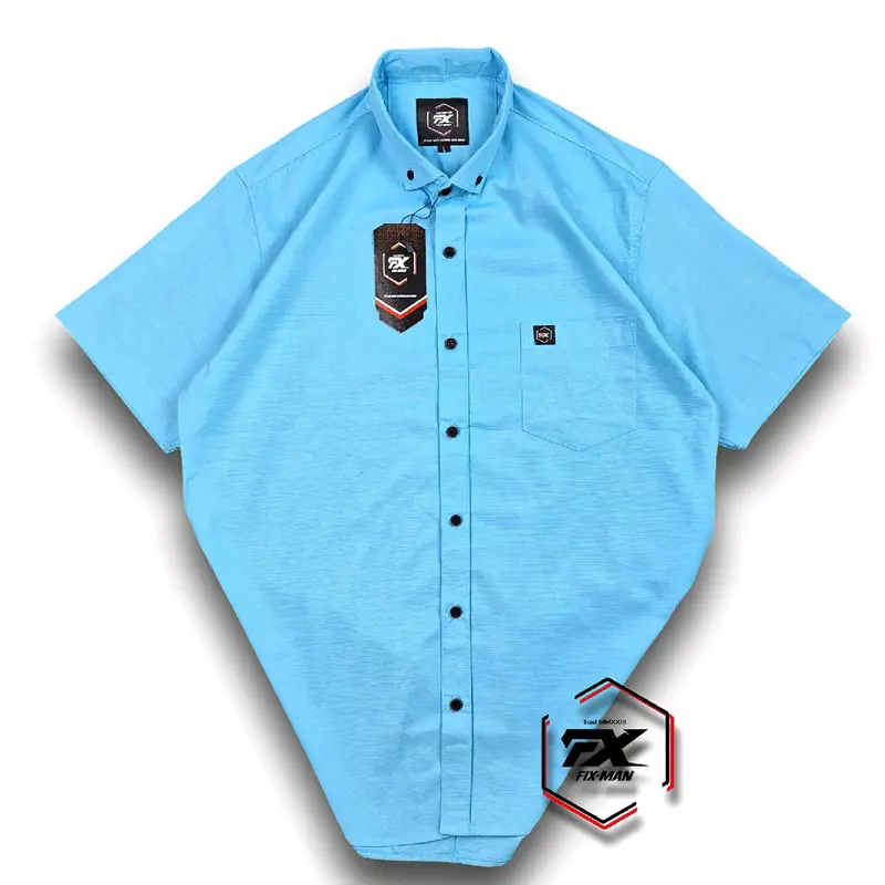 Kemeja Polos  Hitam Premium  Basic  Lengan Pendek Fix-Man  Baju  Kain  Bahan Sigaret Gread A Tebal Halus Tidak Nerawang Ready Ukuran  Standar  M Sampai XXXL  Fit Jumbo Pria 2